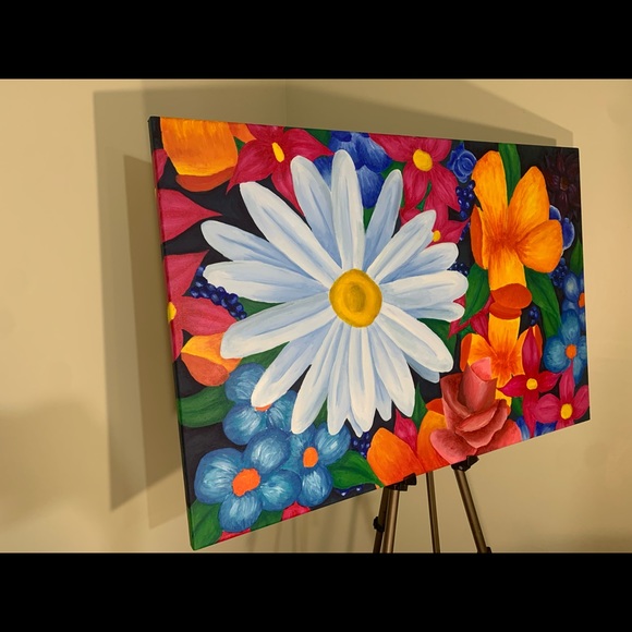 Flower painting, 3ft x6ft acrylic on canvas. - Picture 2 of 3